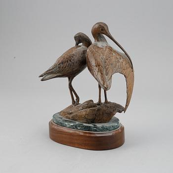 Kent Ullberg. A bronze sculpture of two curlews, signed Ullberg and numbered 12/50.