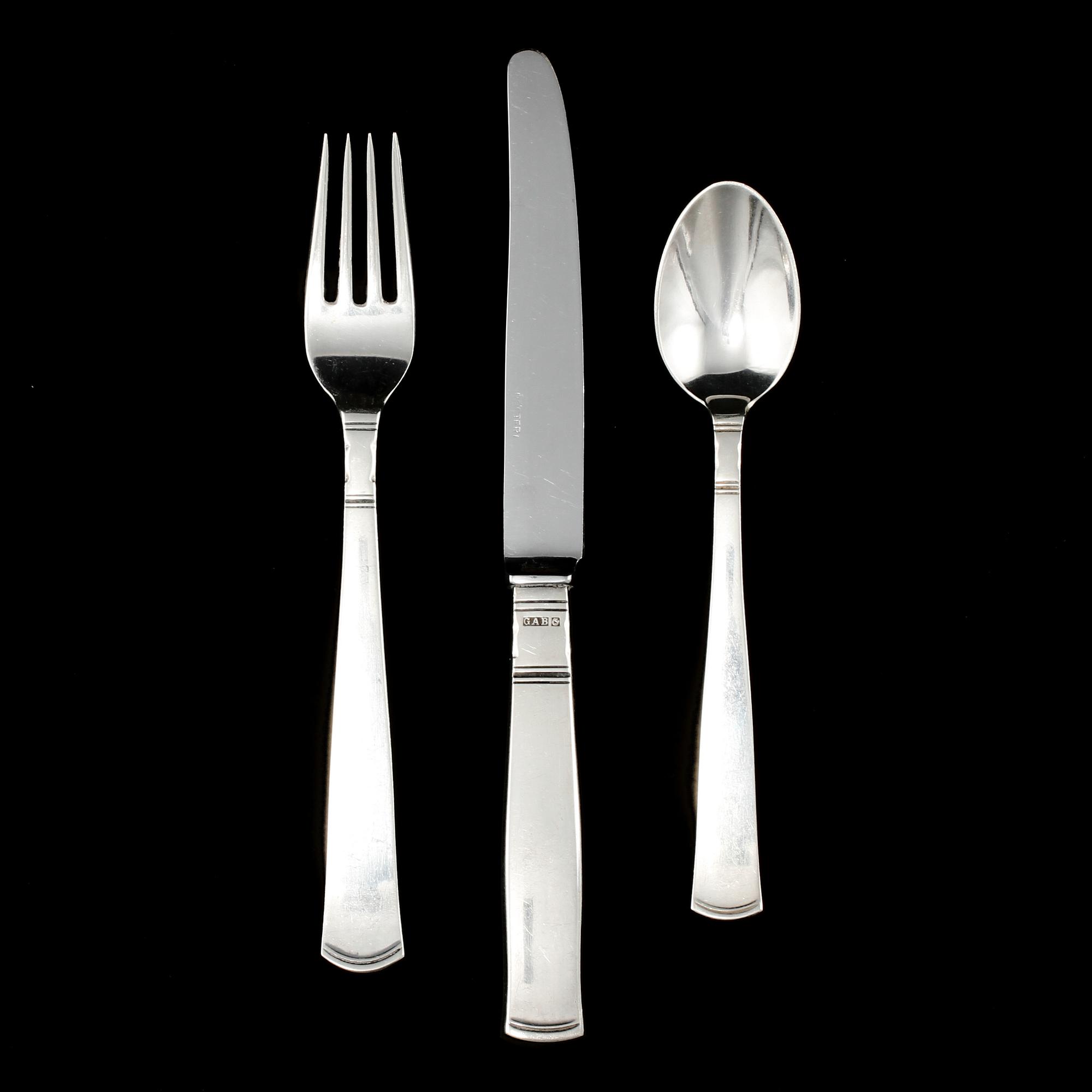 BESTICK, 28 st,  silver, "Rosenholm, Jacob Ängman, GAB, Stockholm, 1900-talets andra hälft, vikt 760 g.