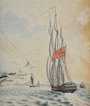 R Freeman, 17th/18th century  The frigate "Dutton" at Dover.