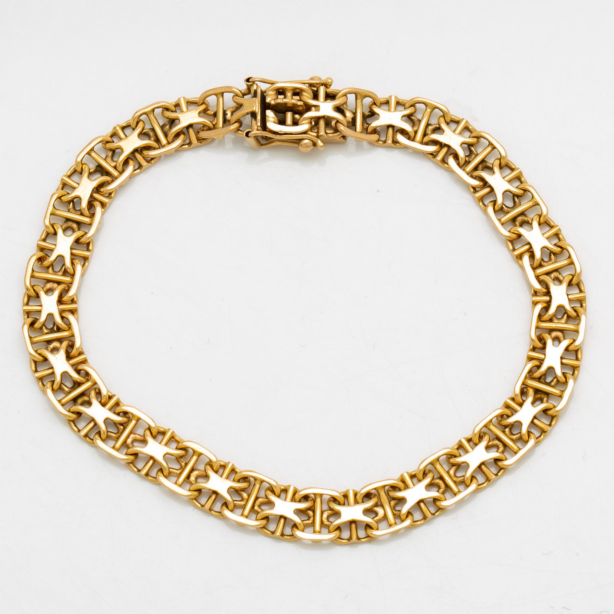 Goldbracelet 18K, 15,0 g, approx 20 x 0,5 cm.