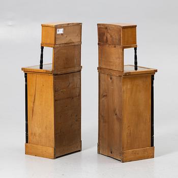 Bedside tables, a pair, first half of the 20th century.