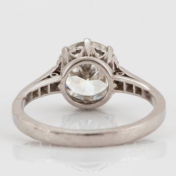 A platinum ring set with an old-cut diamond ca 2.25 cts quality ca K/L vs.