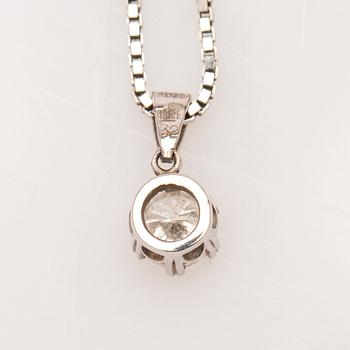 Collier med hänge, 18K vitguld med briljantslipad diamant.