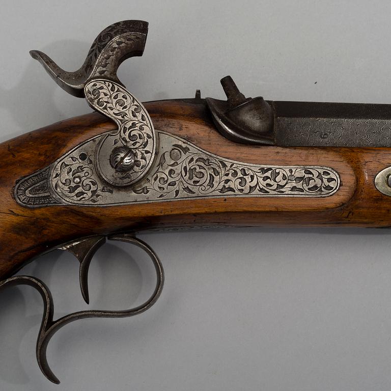 DUELLING PISTOL / PERCUSSION LOCK PISTOL, Liege, Belgium, mid 19th century.