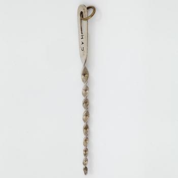 LORNJETT, låghaltigt silver samt fasettslipad onyx, 1900-talets mitt. Total vikt ca 56g.