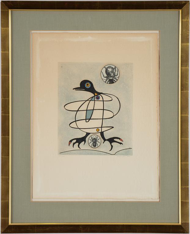 Max Ernst, etching & aquatint in colours, collage, 1975, signed 55/100.