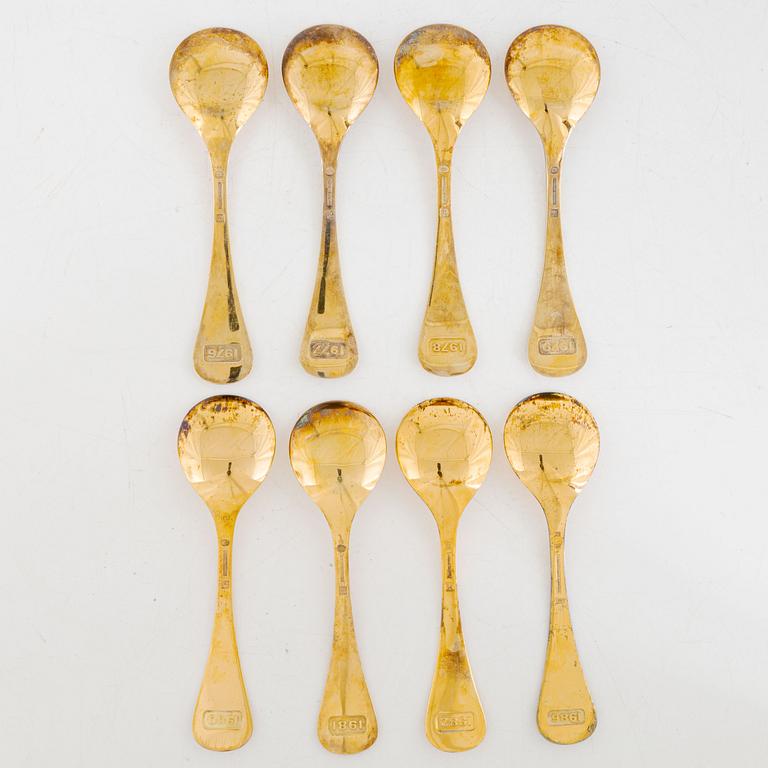 Georg Jensen, eight silver collectable spoons, Denmark, 1976-86.