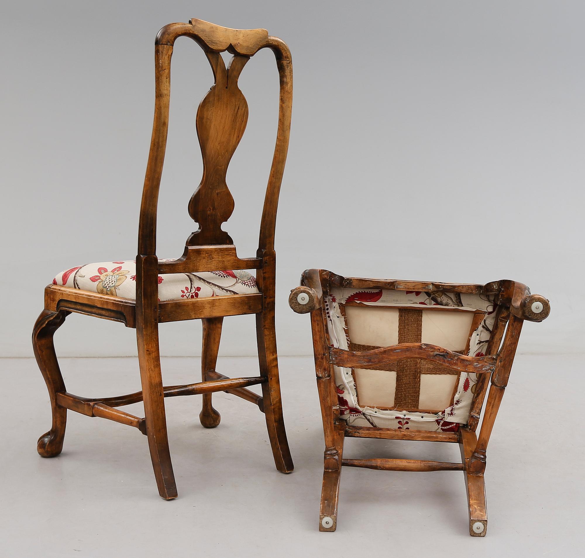 STOLAR, 1 par, senbarock, 1700-tal.