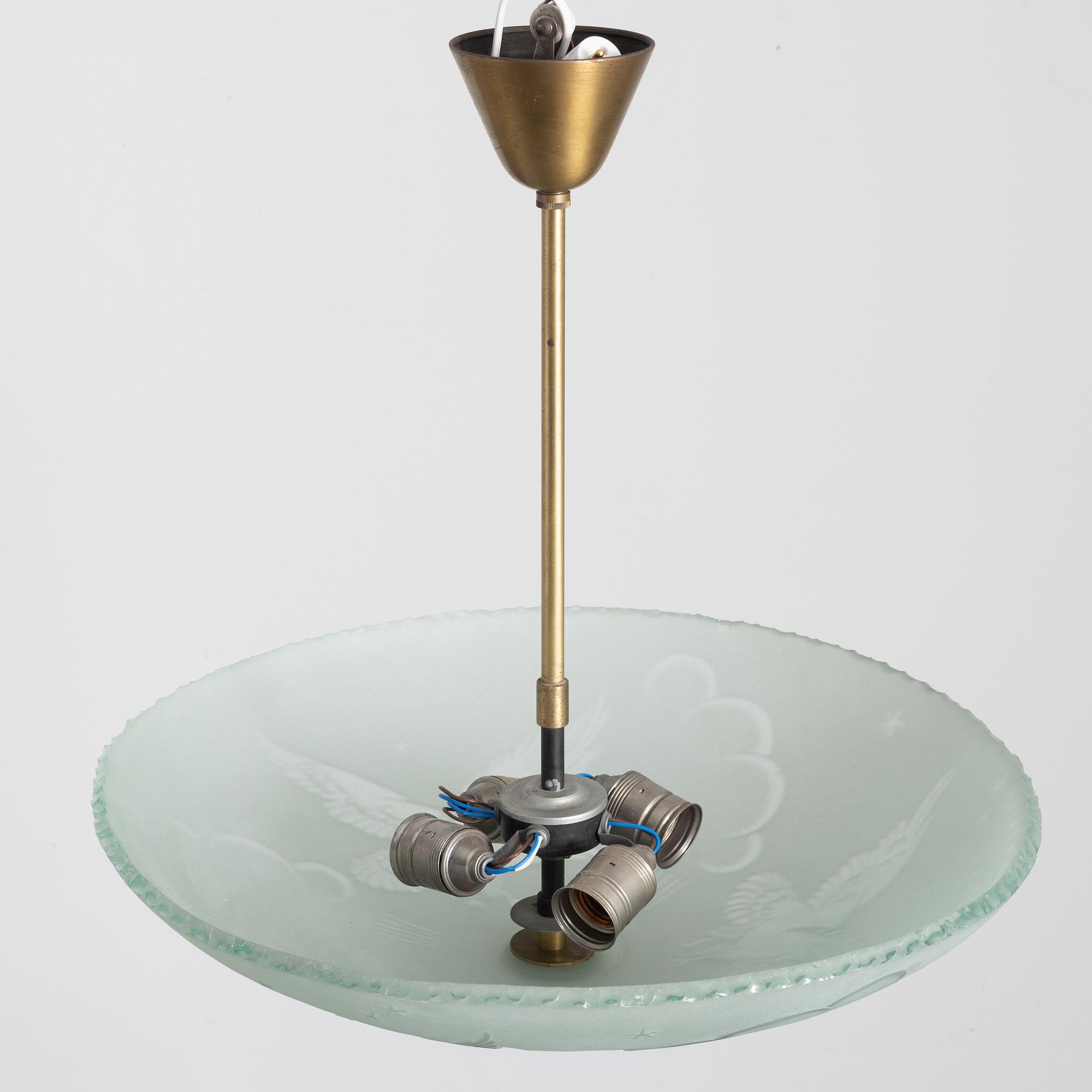 Harald Notini, ceiling lamp, variant of model "10997", Arvid Böhlmarks Lampfabrik, Stockholm, 1930s.