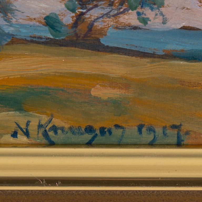 NILS KREUGER, oil on board, signed N Krueger and dated 1917.