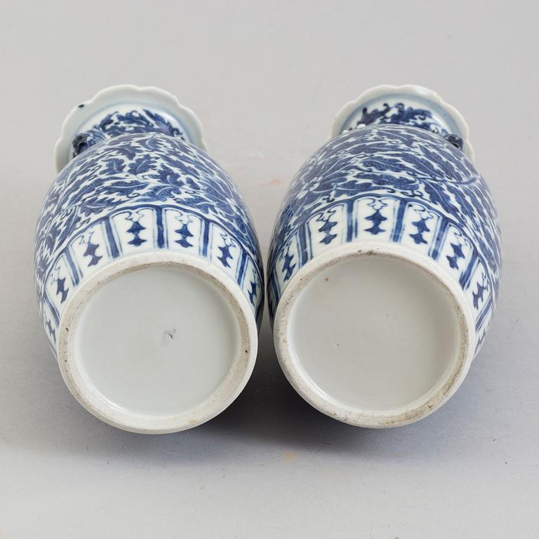 VASES, a pair, porcelain, China, late Qing Dynasty.