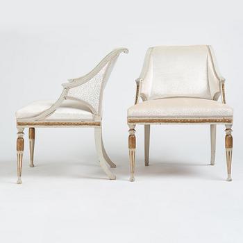 A pair of late Gustavian armchairs by E Ståhl (master in Stockholm 1794-1820).