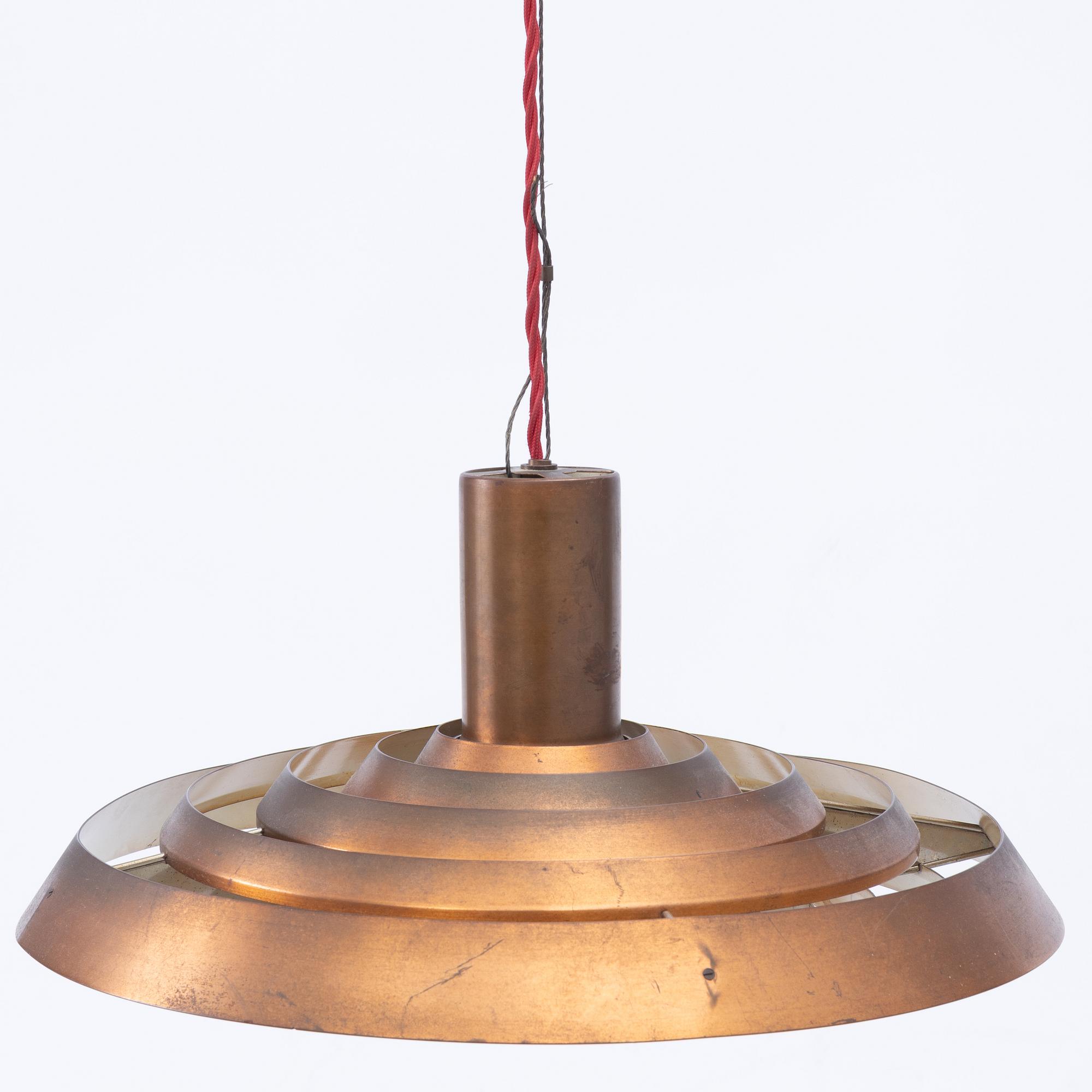 Poul Henningsen, a copper ceiling lamp "PH Tallerken", Louis Poulsen Denmark, second half of the 20th century.
