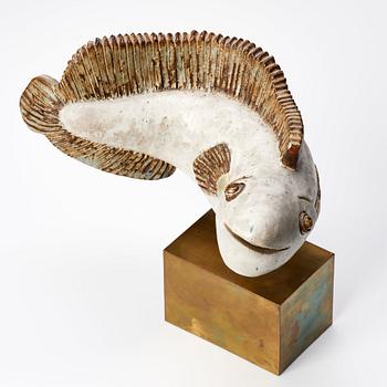 Tyra Lundgren, a stoneware sculpture of a fish, Sèvres, France 1934-39.