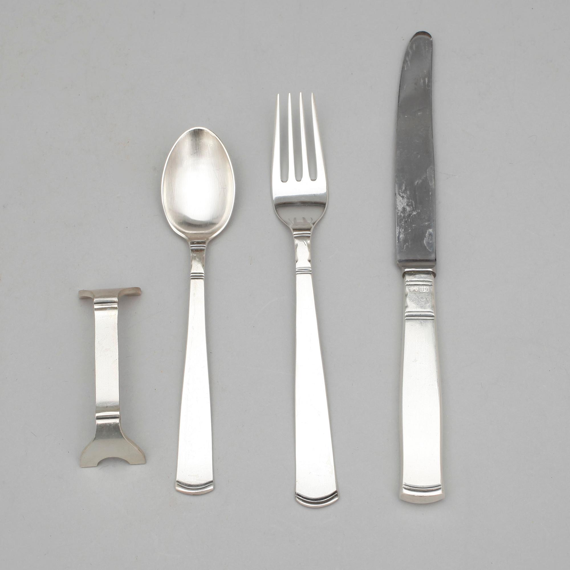 BESTICKSERVIS, 72 delar, "Rosenholm", GAB, Stockholm, 1900-tal. Total vikt ca 869g.