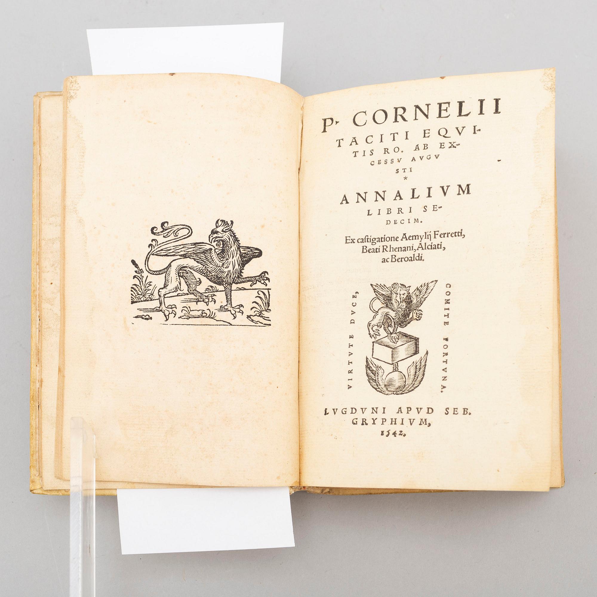 BOOK, Tacitus, with commentaries, three imprints 1541-42.