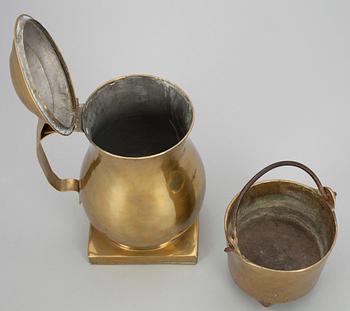 GRYTA OCH STOP, mässing, Nederländerna, 1700/1800-tal.