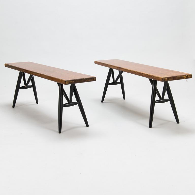 Ilmari Tapiovaara, 1960's 'Pirkka' dining table and benches for Laukaan Puu.