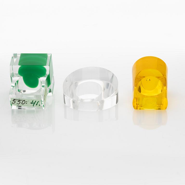 Siv Lagerström, three acrylic plastic rings, 1970s.