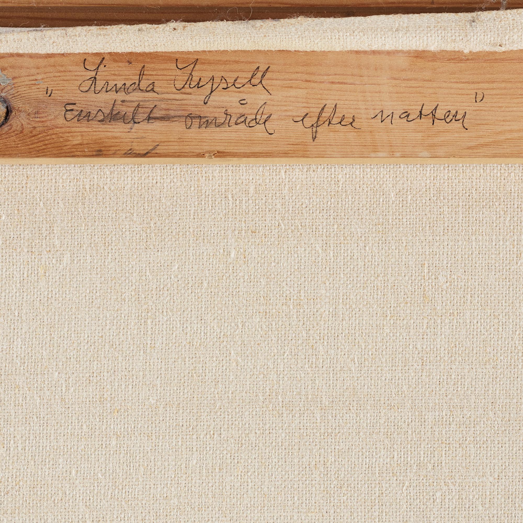 LINDA LYSELL, oil on canvas, signed Linda Lysell. "Enskilt område efter natten".