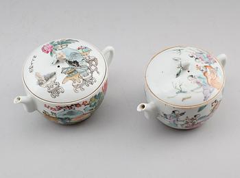 KANNOR, 2 st, porslin, Kina, 1800-tal.