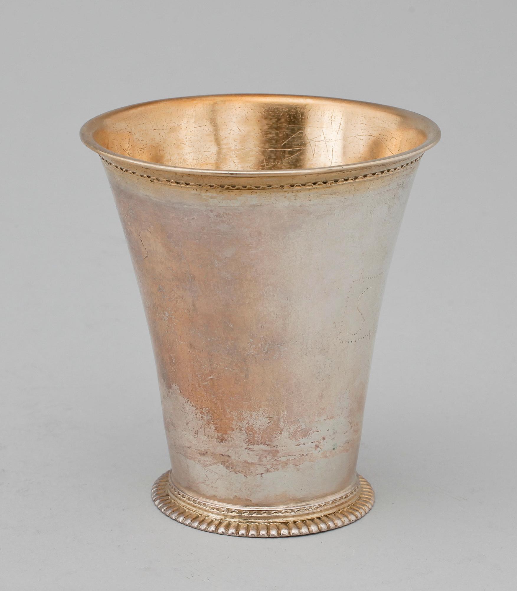 BÄGARE, silver, Sverige, 1700-tal. Vikt ca 70 gram.