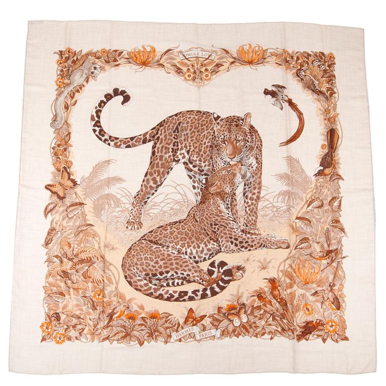 HERMÈS, a cashmere and silk scarf, "Jungle love".