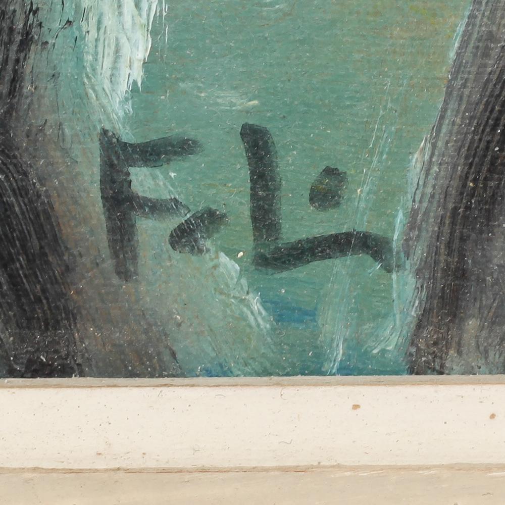 FRANS LARSSON, olja på pannå, monogramsignerad.