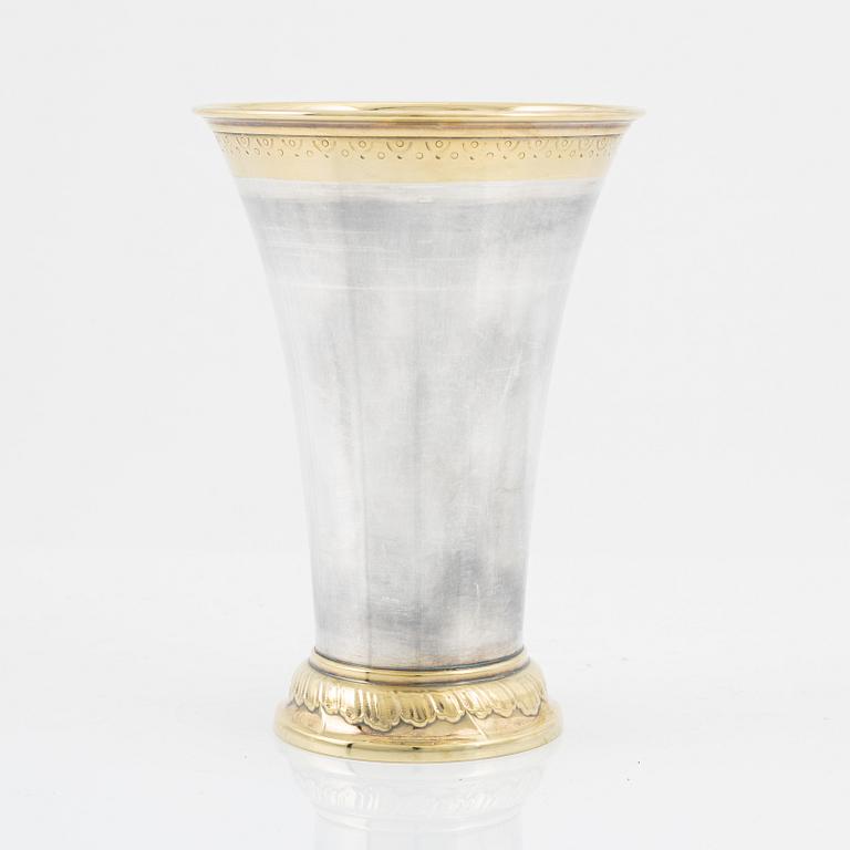 A Swedish silver beaker, bearing the mark of CG Hallberg, Stockholm, 1949.