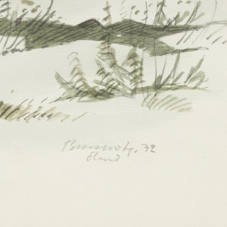 Gunnar Brusewitz, watercolour, signed and dated Öland -72.