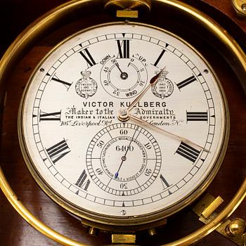 A Victor Kullberg 2 day marine chronometer deck clock, England, late 19th Century.