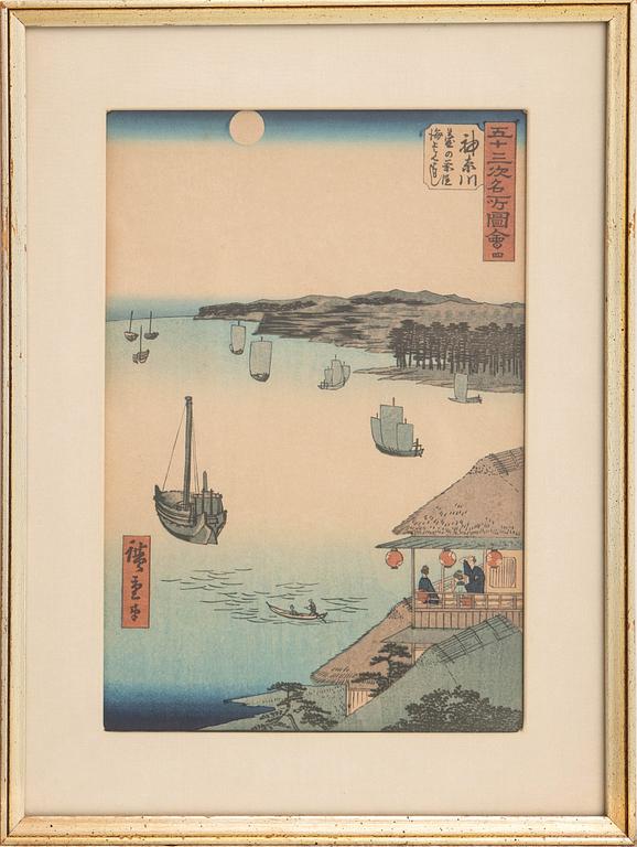 Ando Hiroshige, efter,  4 träsnitt, 1900-tal.