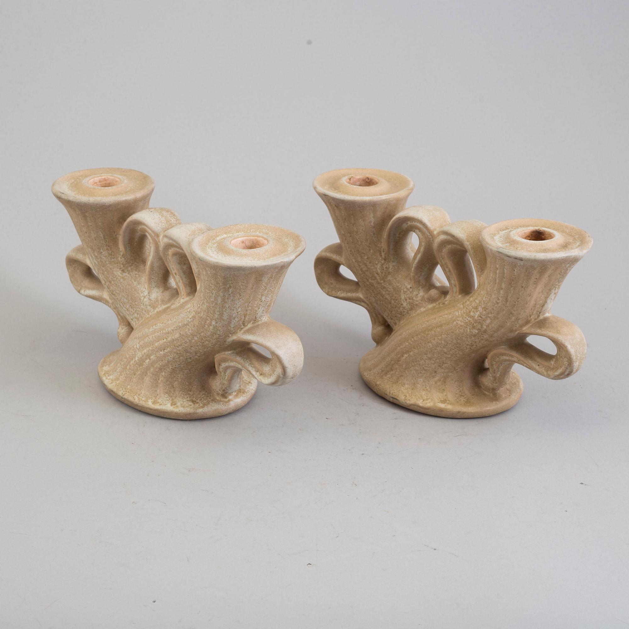 EWALD DAHLSKOG, a pair of ceramic candelabra from Bo Fajans.