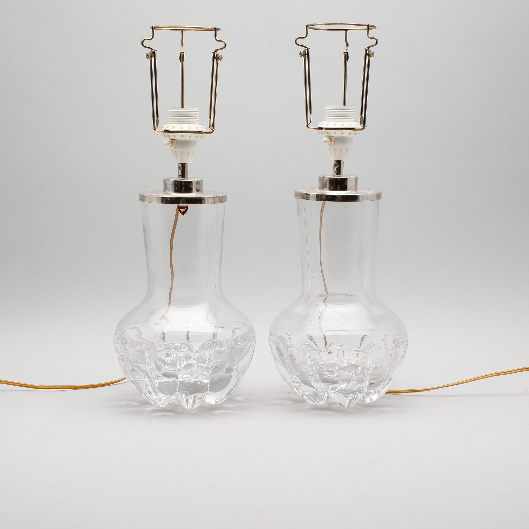 BORDSLAMPOR, 1 par, glas, Olle Alberius, Orrefors, 1900-talets andra hälft.