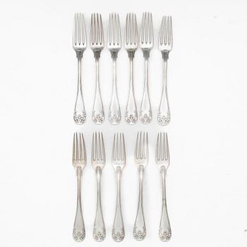 Bestick, 23 st, silver, "Fransk Lilja", C.G.Hallberg, Stockholm, 1901.