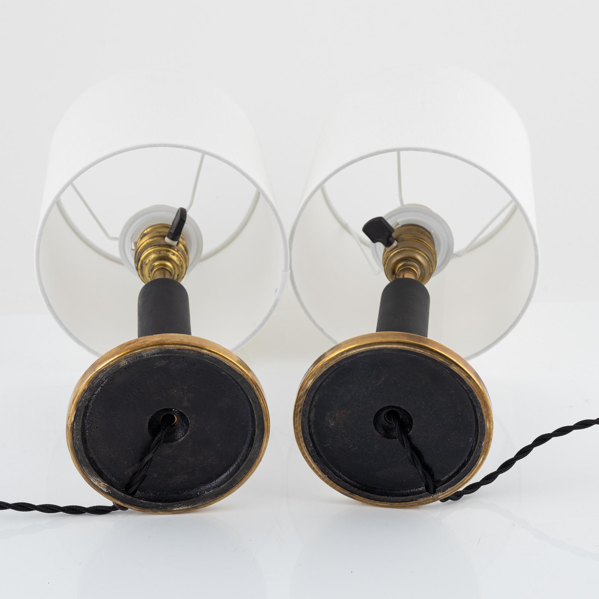 Erik Tidstrand, bordslampor 1 par, modell "27260", Nordiska Kompaniet, 1920-30-tal.