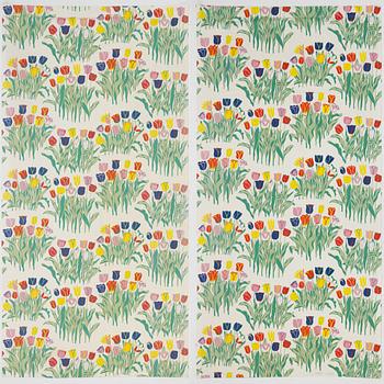 Josef Frank, gardiner, ett par, "Tulpaner", Firma Svenskt Tenn.