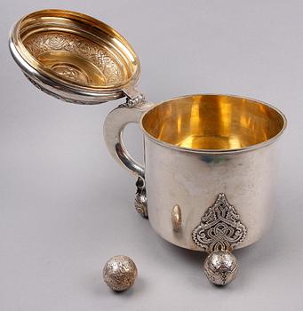 DRYCKESKANNA, silver, barockstil, K. Andersson, Stockholm 1894. Vikt ca 1100 gram.