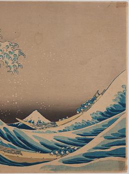 Efter. Under the Wave of Kanagawa, (Kanagawa-oki nami-ura), också känd som "den stora vågen", senare publikation.