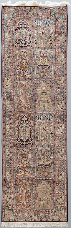 A runner, Oriental silk Kashmir, ca 260 x 80 cm.