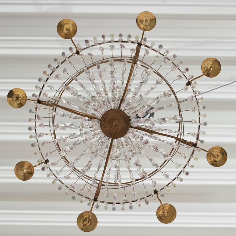 A late Gustavian nine-light chandelier, early 19th century.