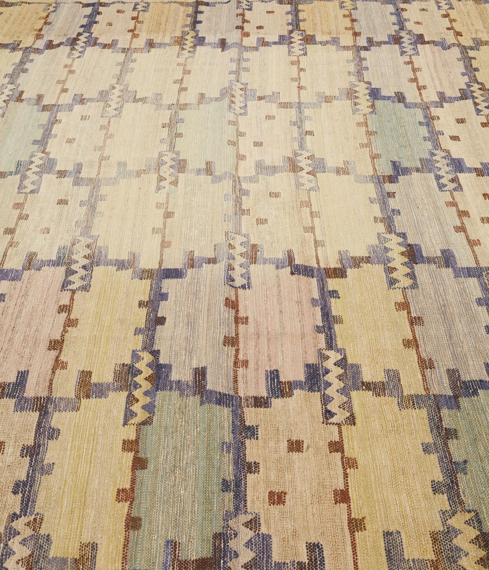 Märta Måås-Fjetterström, A DRAPE, "Skaftbladen", wool inlay on linen, ca 226 x 150,5 cm, signed AB MMF.