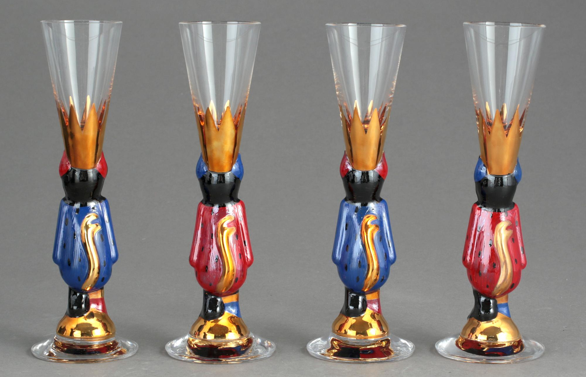 SNAPSGLAS, 4 st, "Nobelservisen", Gunnar Cyrén, Orrefors.