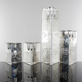 LJUSSTAKAR, 7 st, glas, "Arkipelago", Iittala, 1900-talets fjärde kvartal.