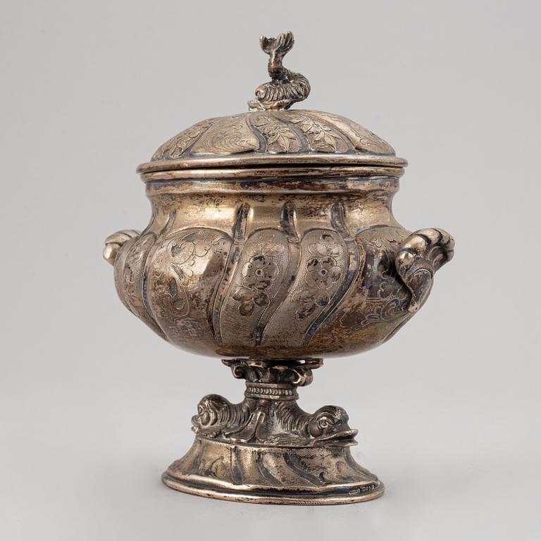 An Empire style lidded sugar bowl, possibly France, Swedish import marks 1951.