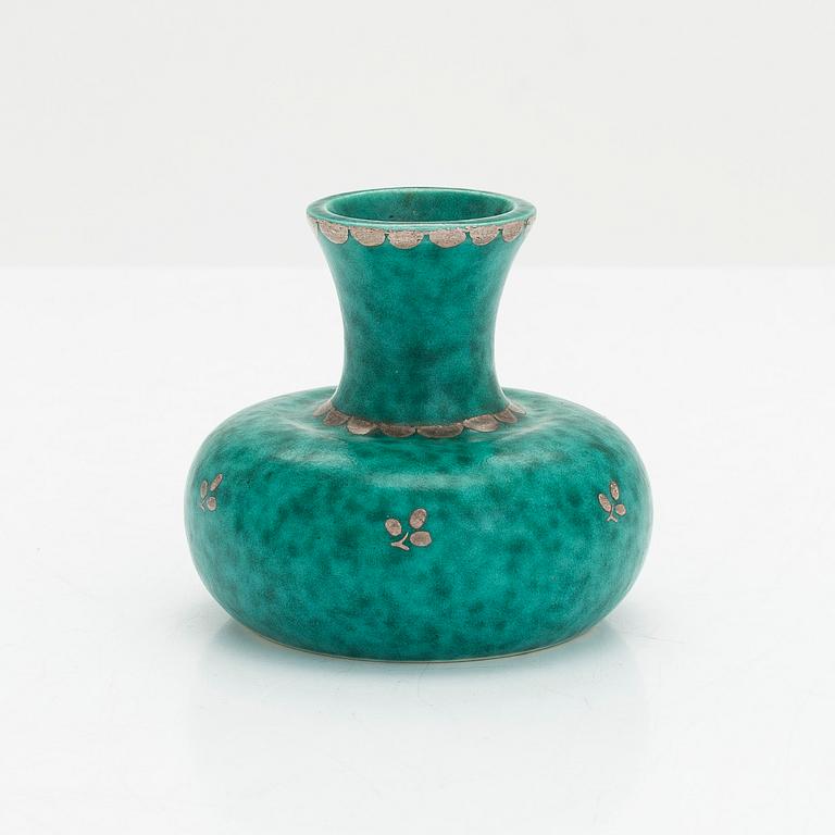 Wilhelm Kåge, fat, 2 st, samt vas "Argenta", Gustavsberg.