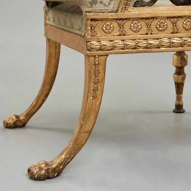 A large late Gustavian armchair by Ephraim Ståhl (chairmaker in Stockholm 1794-1820), not signed, mid 1790's.