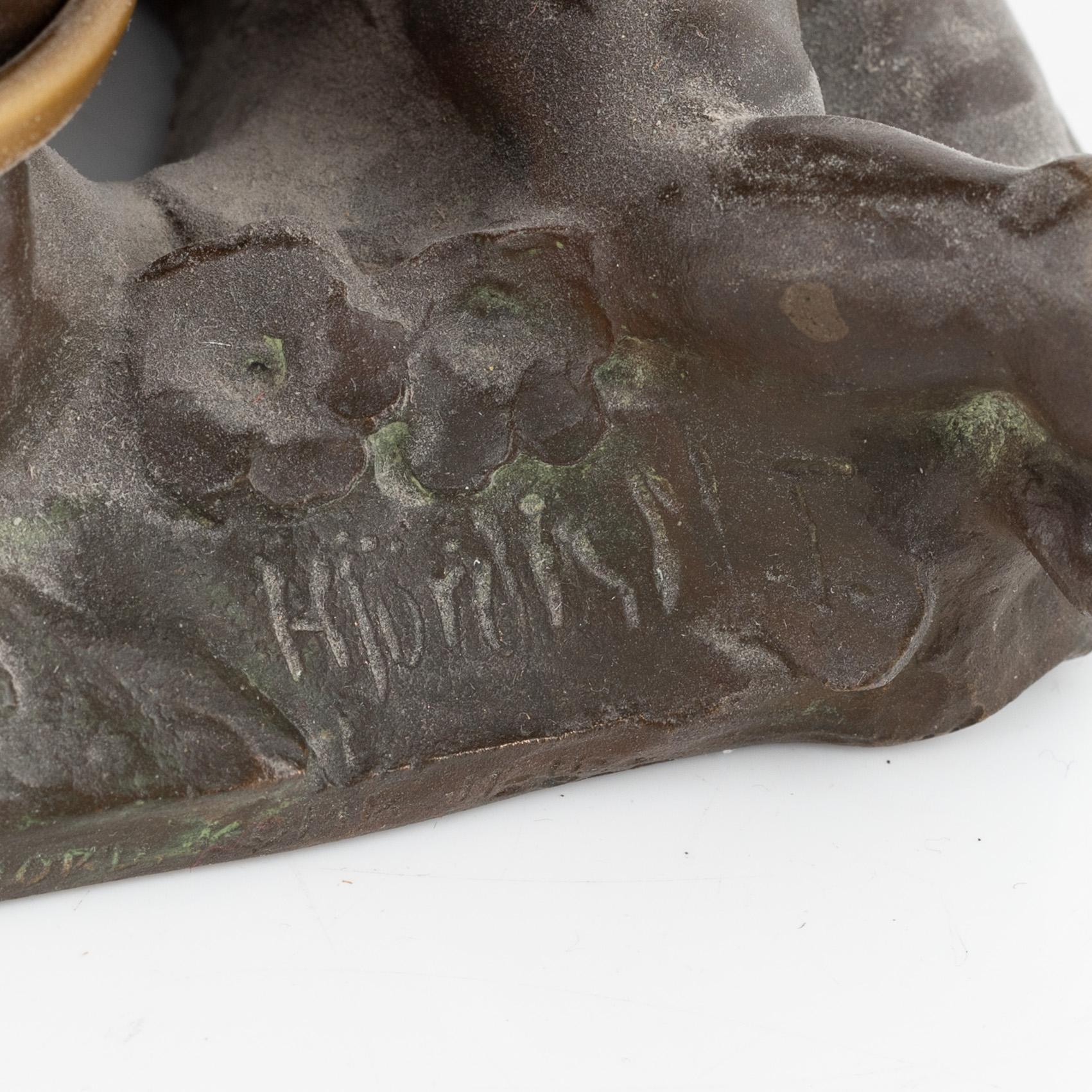 Hjördis Nordin-Tengbom, bordslampa, brons, omkring år 1900, signerad Hjördis NT.