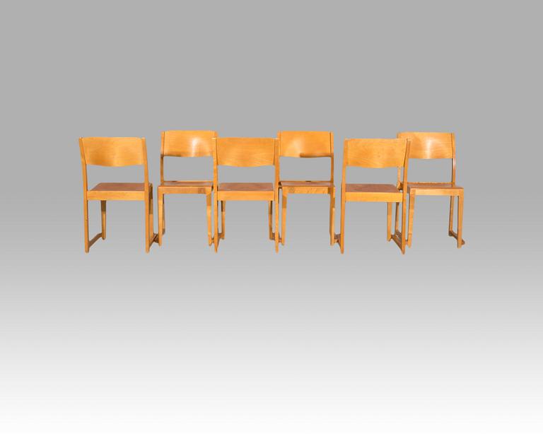 STOLAR, 6 st, "Orkesterstolen", Sven Markelius, 1900-talets mitt.