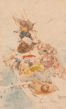 ILJA JEFIMOVITJ REPIN, watercolour, signed and dated 1905.